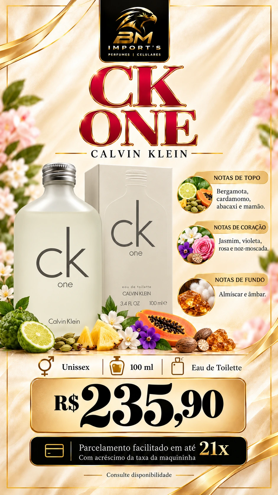 IMPORTADO CK ONE CALVIN KLEIN 100ML
