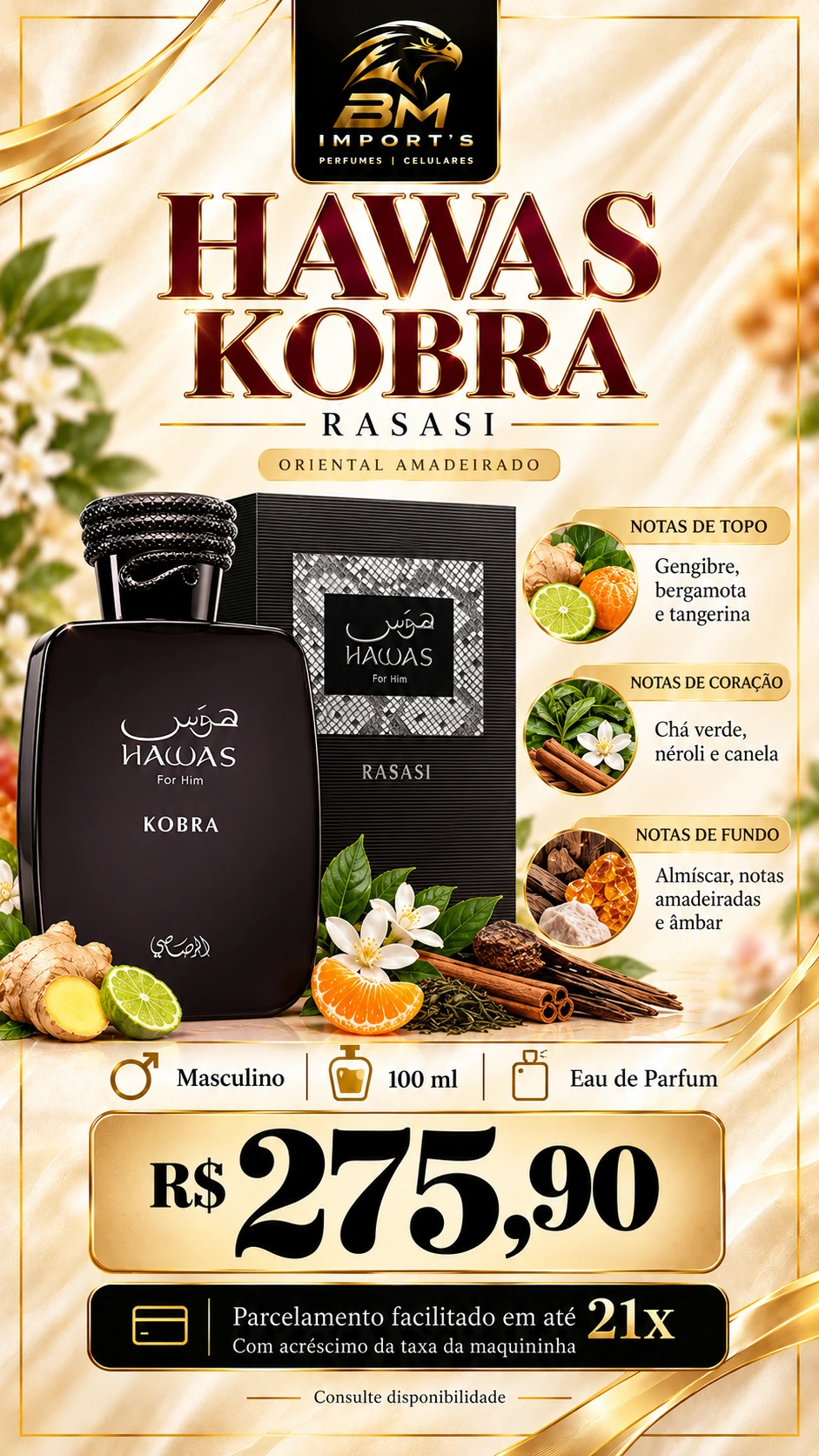 RASASI HAWAS KOBRA MEN EDP 100ML